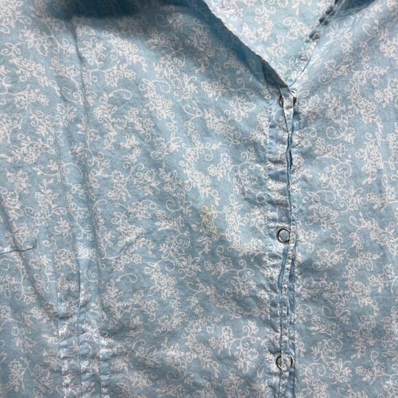 At Last Y2K Sky Blue Button Front Womens Short Sleeve Top 3X Lightweight Capsule - Picture 5 of 11